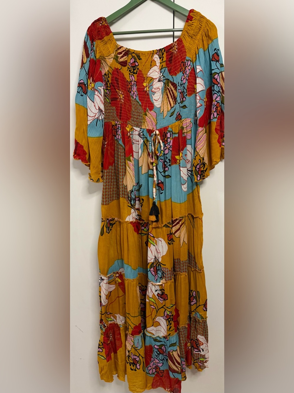 Me 2 Magic Boho Floral Patchwork Tiered Maxi Dress